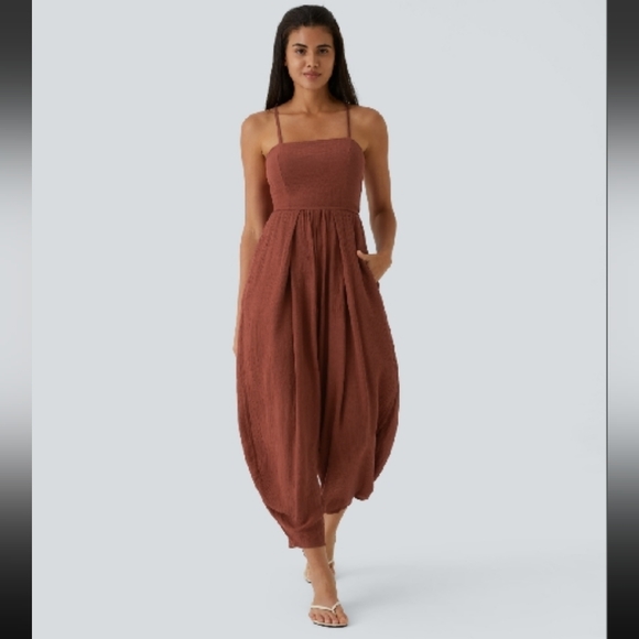 198. New Halara Brandy Snifter Lace Up Back Jumpsuit Size Large - Picture 3 of 5